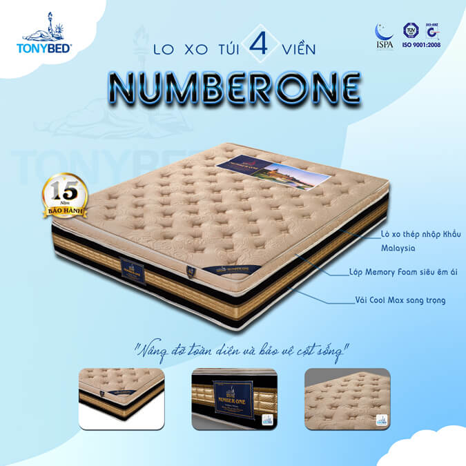 nệm lò xo túi number one 4 viền