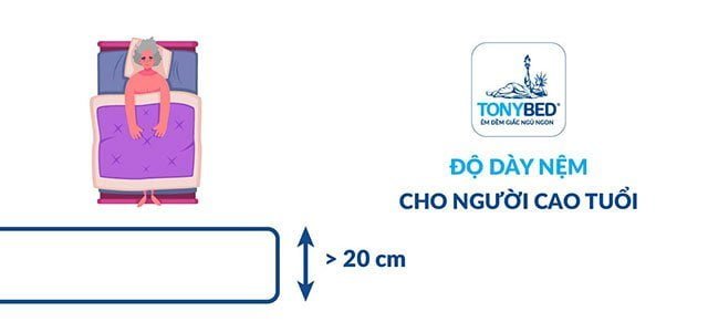 Độ dày nệm phù hợp cho người cao tuổi