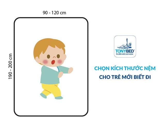 kích thước nệm cho trẻ mới biết đi