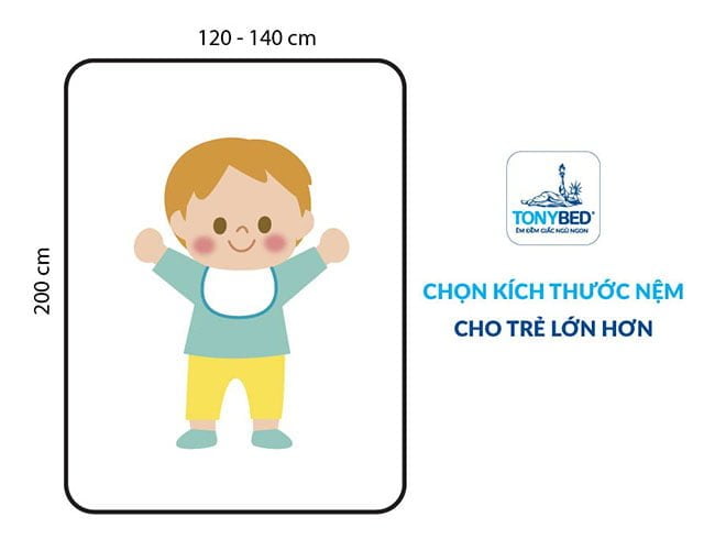 kích thước nệm cho trẻ từ 4 tuổi