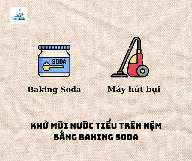 Khử mùi nước tiểu trên nệm bằng baking soda