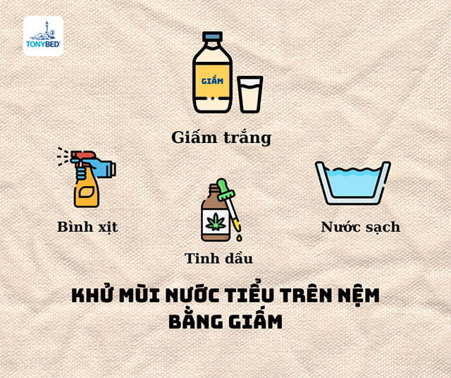 Khử mùi nước tiểu trên nệm bằng giấm trắng