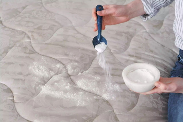 Sử dụng chất tẩy rắc đều lên vết máu