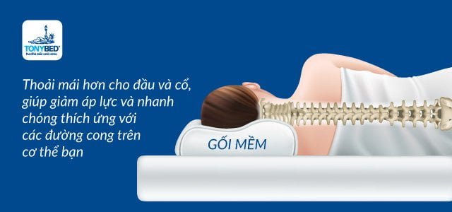 Gối mềm giúp đầu và cổ được thư giãn
