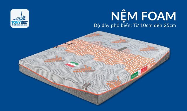 Với các loại nệm làm từ chât liệu foam sẽ có độ dày từ 15cm - 25cm