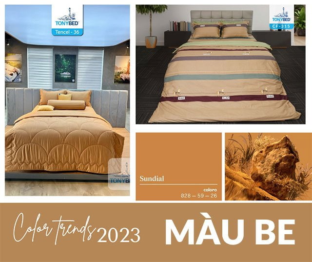 Ga trải giường màu be