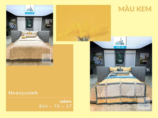 Ga trải giường màu kem