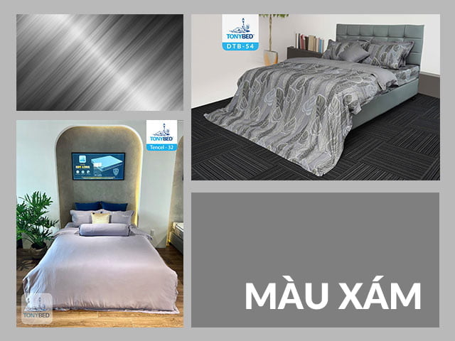 Ga trải giường màu xám
