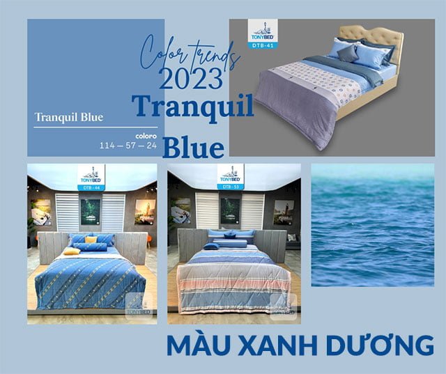 Ga trải giường màu xanh dương