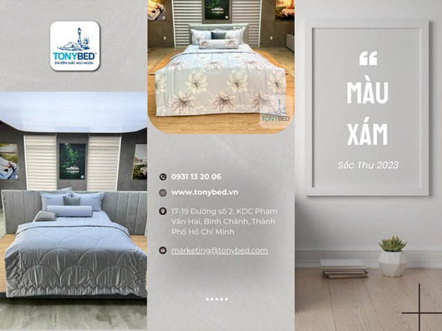 Bộ ga trải giường vải tencel màu xám sẽ giúp cho phòng ngủ của bạn thêm sang trọng