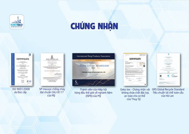 Chứng nhận sản phẩm chăn ga gối nệm chất lượng cao an toàn sức khỏe