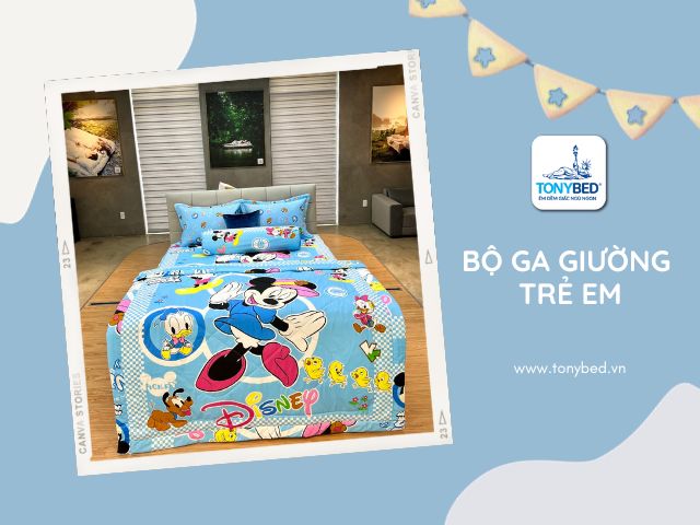 Chọn ga giường có họa tiết hoạt hình sẽ tăng cảm giác thích thú cho bé