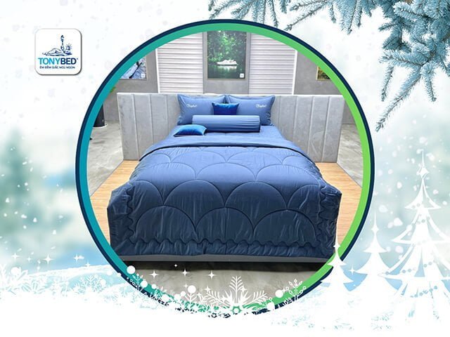Bộ chăn ga gối nệm màu xanh dương
