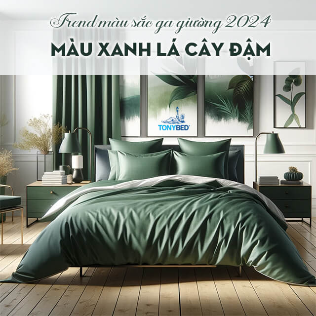 Ga giường màu xanh lá