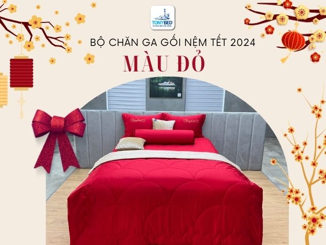 Bộ chăn ga gối màu đỏ