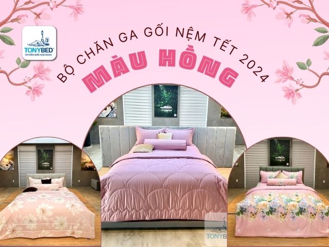 Bộ chăn ga gối màu hồng