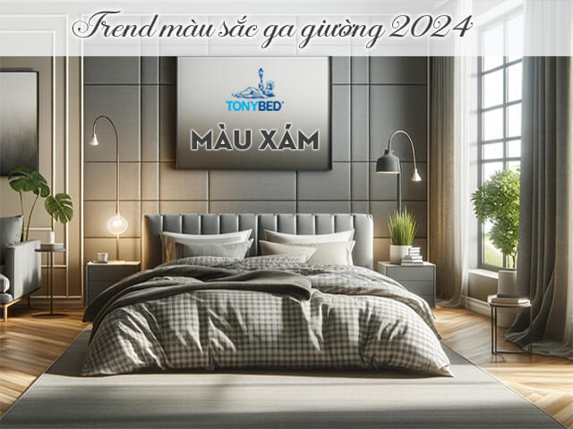 Ga trải giường màu xám