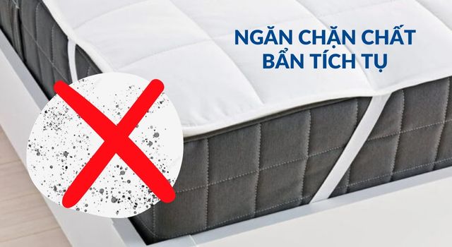 Tấm lót nệm giúp ngăn ngừa tích tụ bụi bẩn và vi khuẩn bên trong nệm