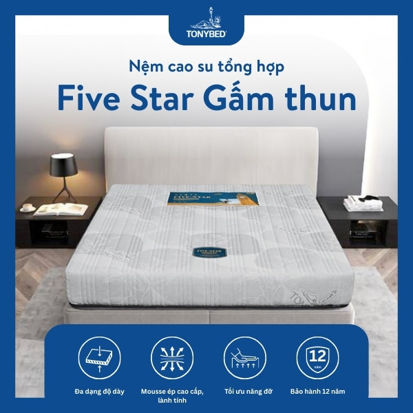 Nệm cao su tổng hợp Five Star gấm thun